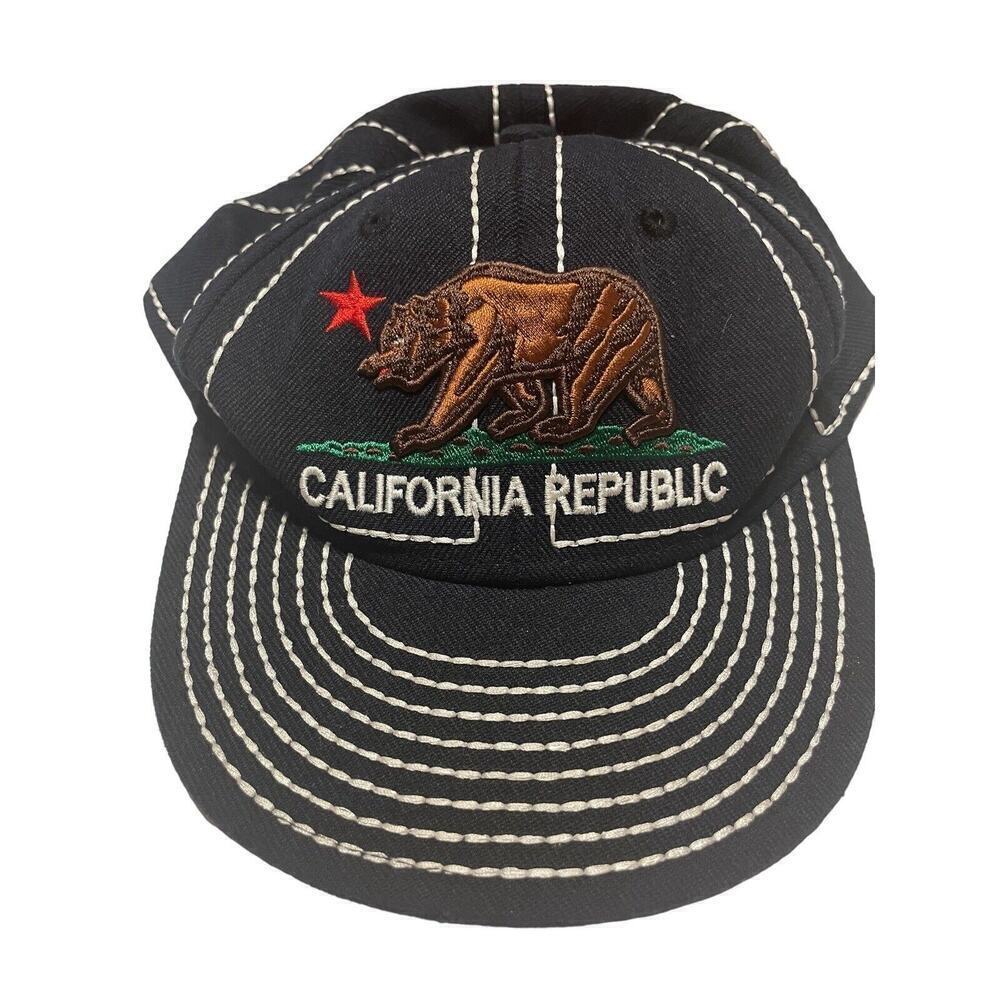 Pit Bull California Republic Hat Navy with White Stitching Flatfitted Medium 51